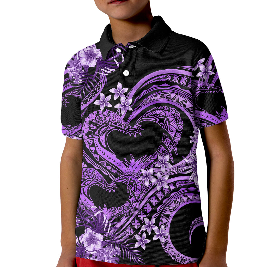 Polynesia Valentines Day Forever In My Heart Tattoo Kid Polo Shirt Purple Style LT9 Kid Purple - Polynesian Pride