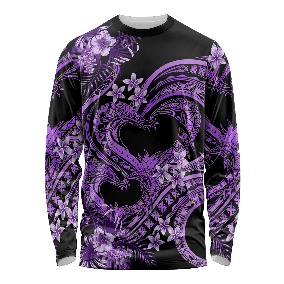 Polynesia Valentines Day Forever In My Heart Tattoo Long Sleeve Shirt Purple Style LT9 Unisex Purple - Polynesian Pride