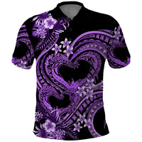 Polynesia Valentines Day Forever In My Heart Tattoo Polo Shirt Purple Style LT9 Purple - Polynesian Pride
