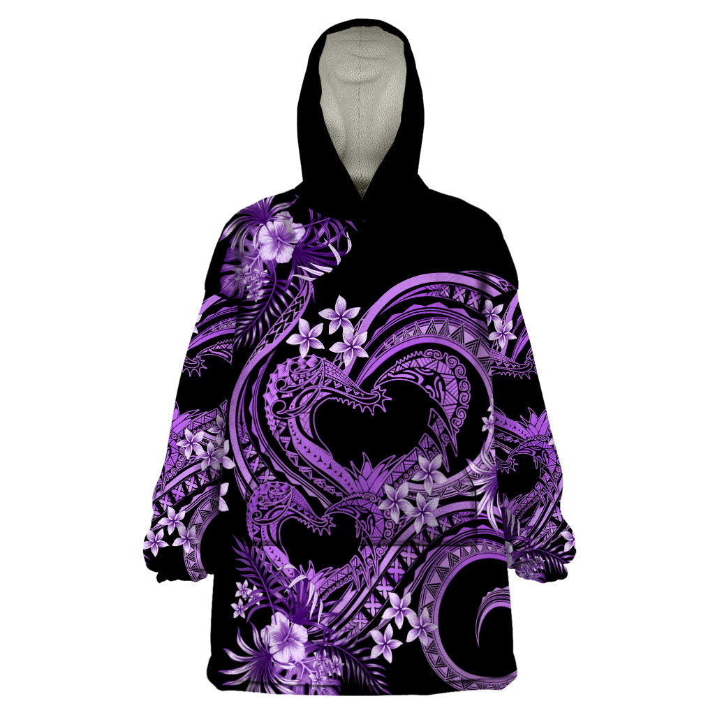 Polynesia Valentines Day Forever In My Heart Tattoo Wearable Blanket Hoodie Purple Style LT9 One Size Purple - Polynesian Pride