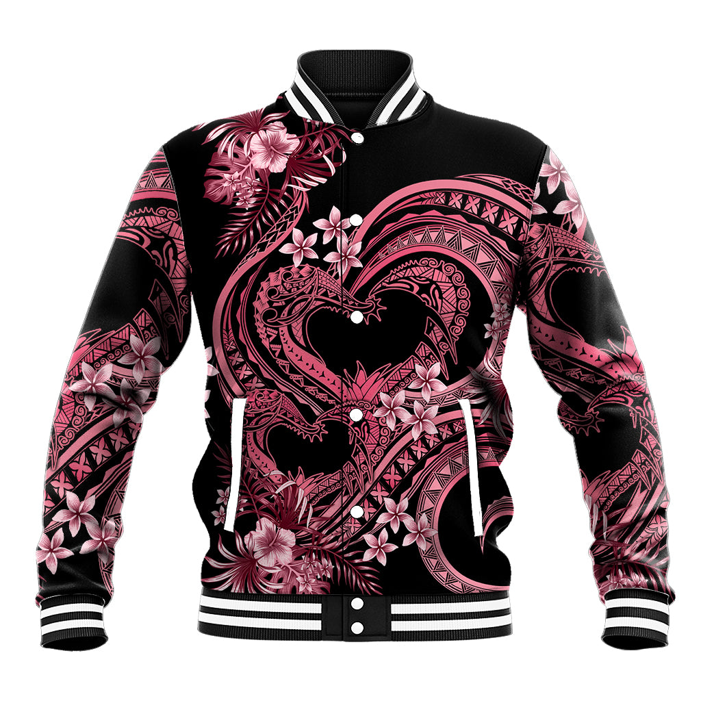 Polynesia Valentines Day Forever In My Heart Tattoo Baseball Jacket Pink Style LT9 Unisex Pink - Polynesian Pride