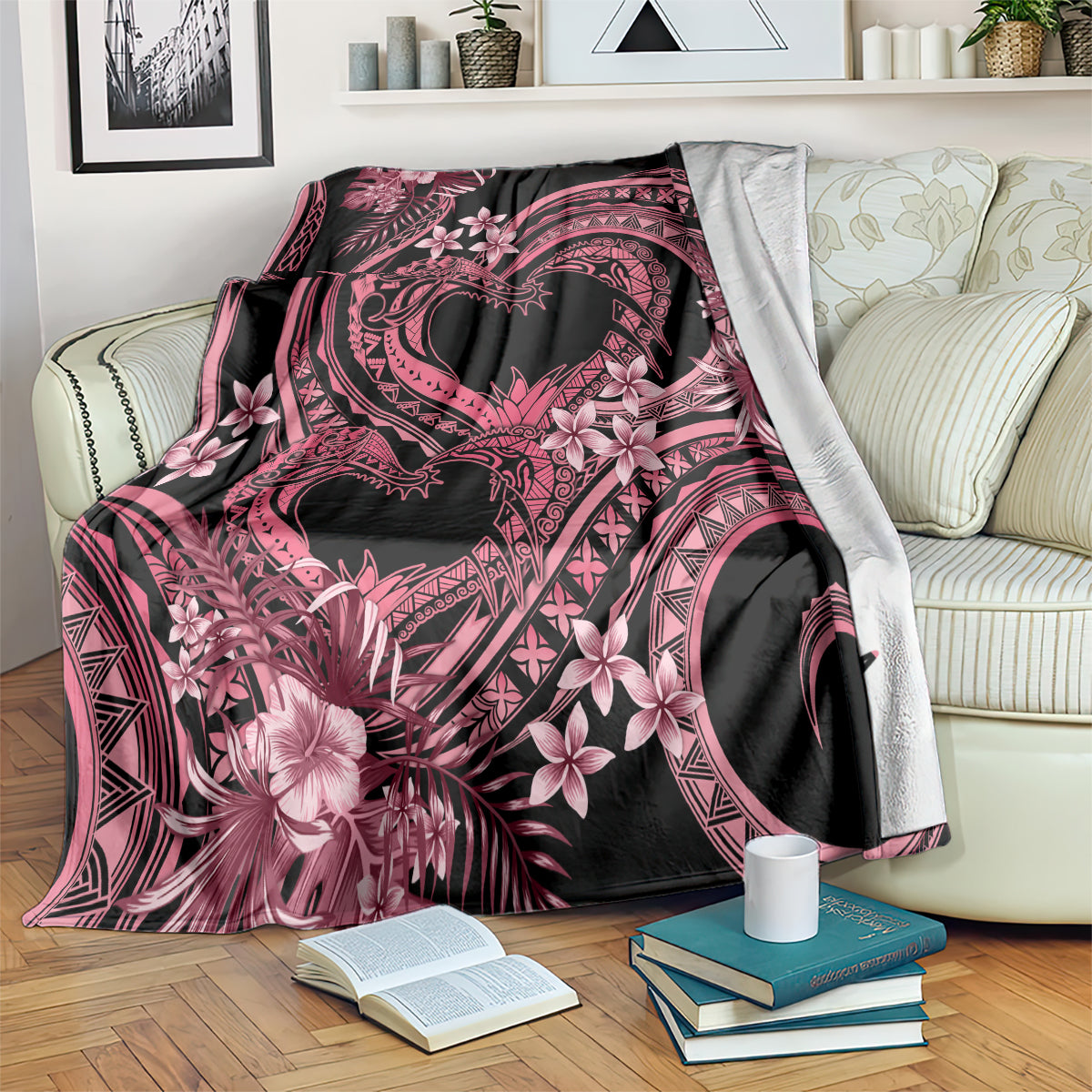 Polynesia Valentines Day Forever In My Heart Tattoo Blanket Pink Style LT9 Pink - Polynesian Pride