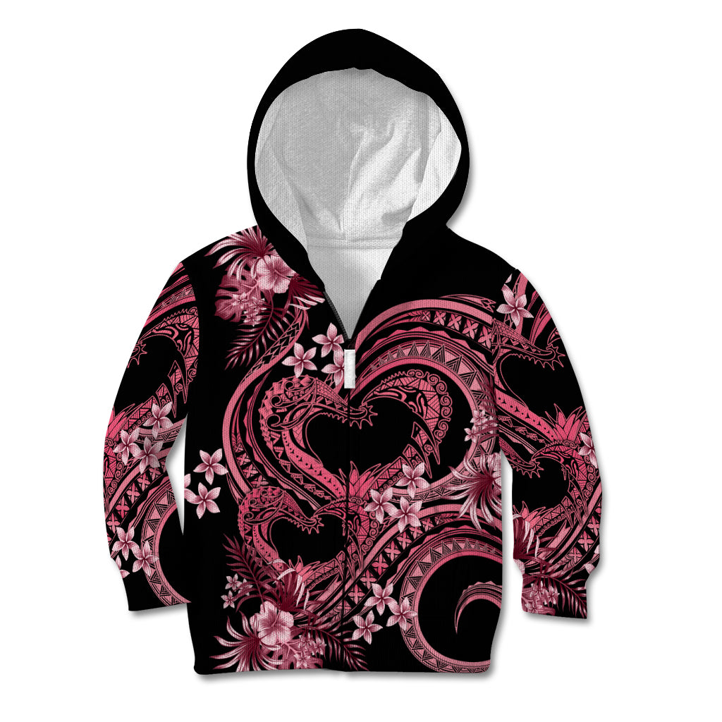 Polynesia Valentines Day Forever In My Heart Tattoo Kid Hoodie Pink Style LT9 Zip Hoodie Pink - Polynesian Pride