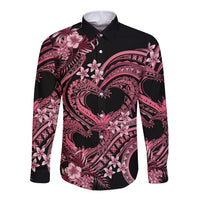 Polynesia Valentines Day Forever In My Heart Tattoo Long Sleeve Button Shirt Pink Style LT9 Unisex Pink - Polynesian Pride