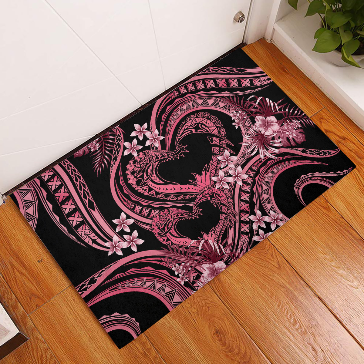 Polynesia Valentines Day Forever In My Heart Tattoo Rubber Doormat Pink Style LT9 Pink - Polynesian Pride