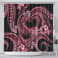 Polynesia Valentines Day Forever In My Heart Tattoo Shower Curtain Pink Style LT9 - Polynesian Pride