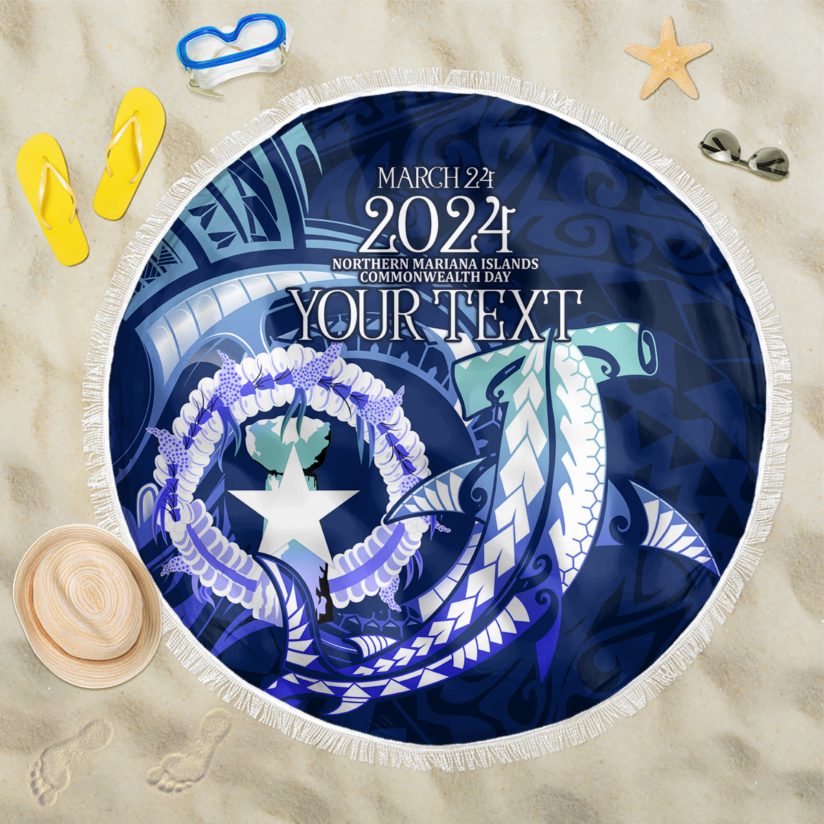 Personalised Northern Mariana Islands Beach Blanket Commonwealth Day 2024