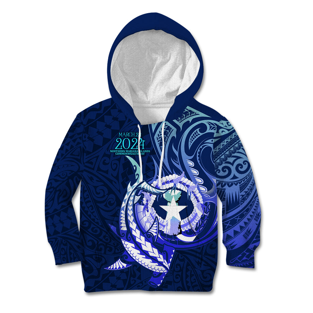 Personalised Northern Mariana Islands Kid Hoodie Commonwealth Day 2024 LT9 Hoodie Ocean Blue - Polynesian Pride