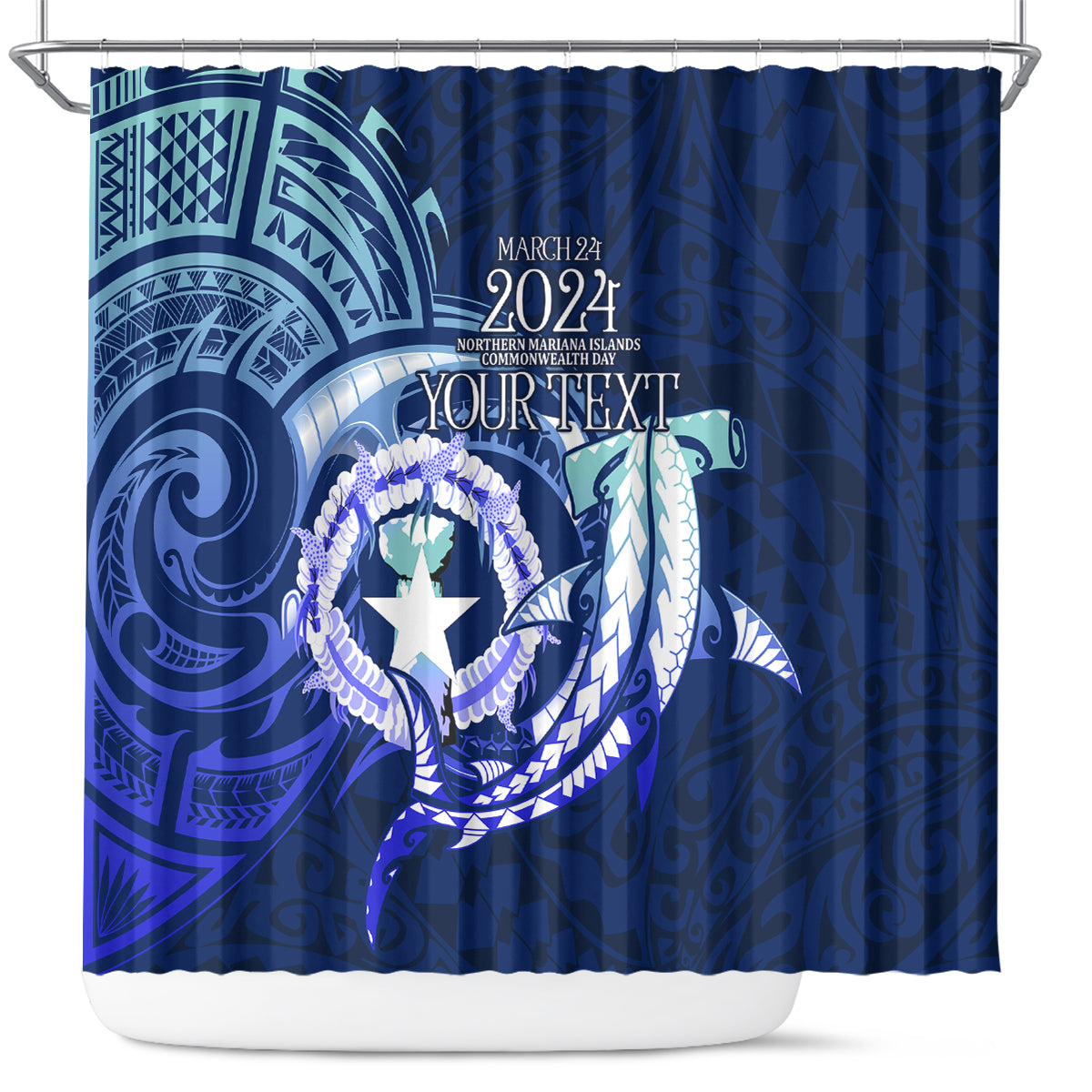 Personalised Northern Mariana Islands Shower Curtain Commonwealth Day 2024