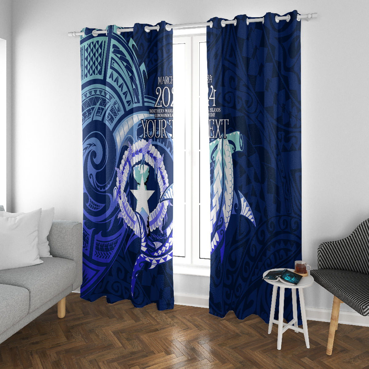 Personalised Northern Mariana Islands Window Curtain Commonwealth Day 2024