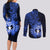 Northern Mariana Islands Ylang-ylang Mwarmwar Couples Matching Long Sleeve Bodycon Dress and Long Sleeve Button Shirt Polynesian Blue Style LT9 - Polynesian Pride