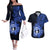 Northern Mariana Islands Ylang-ylang Mwarmwar Couples Matching Off The Shoulder Long Sleeve Dress and Hawaiian Shirt Polynesian Blue Style LT9 Blue - Polynesian Pride