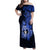 Northern Mariana Islands Ylang-ylang Mwarmwar Family Matching Off Shoulder Maxi Dress and Hawaiian Shirt Polynesian Blue Style LT9 Mom's Dress Blue - Polynesian Pride