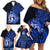 Northern Mariana Islands Ylang-ylang Mwarmwar Family Matching Off Shoulder Short Dress and Hawaiian Shirt Polynesian Blue Style LT9 - Polynesian Pride