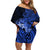 Northern Mariana Islands Ylang-ylang Mwarmwar Family Matching Off Shoulder Short Dress and Hawaiian Shirt Polynesian Blue Style LT9 Mom's Dress Blue - Polynesian Pride