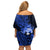 Northern Mariana Islands Ylang-ylang Mwarmwar Family Matching Off Shoulder Short Dress and Hawaiian Shirt Polynesian Blue Style LT9 - Polynesian Pride