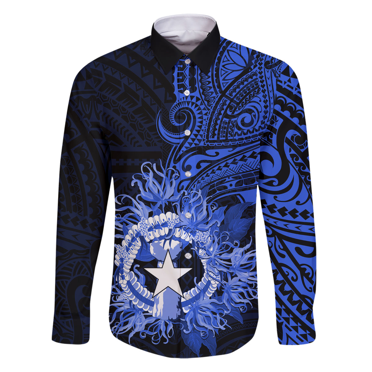 Northern Mariana Islands Ylang-ylang Mwarmwar Family Matching Short Sleeve Bodycon Dress and Hawaiian Shirt Polynesian Blue Style LT9 Dad's Shirt - Long Sleeve Blue - Polynesian Pride