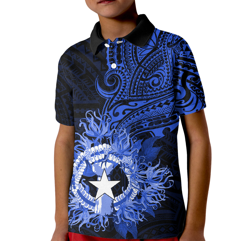 Northern Mariana Islands Ylang-ylang Mwarmwar Kid Polo Shirt Polynesian Blue Style LT9 Kid Blue - Polynesian Pride