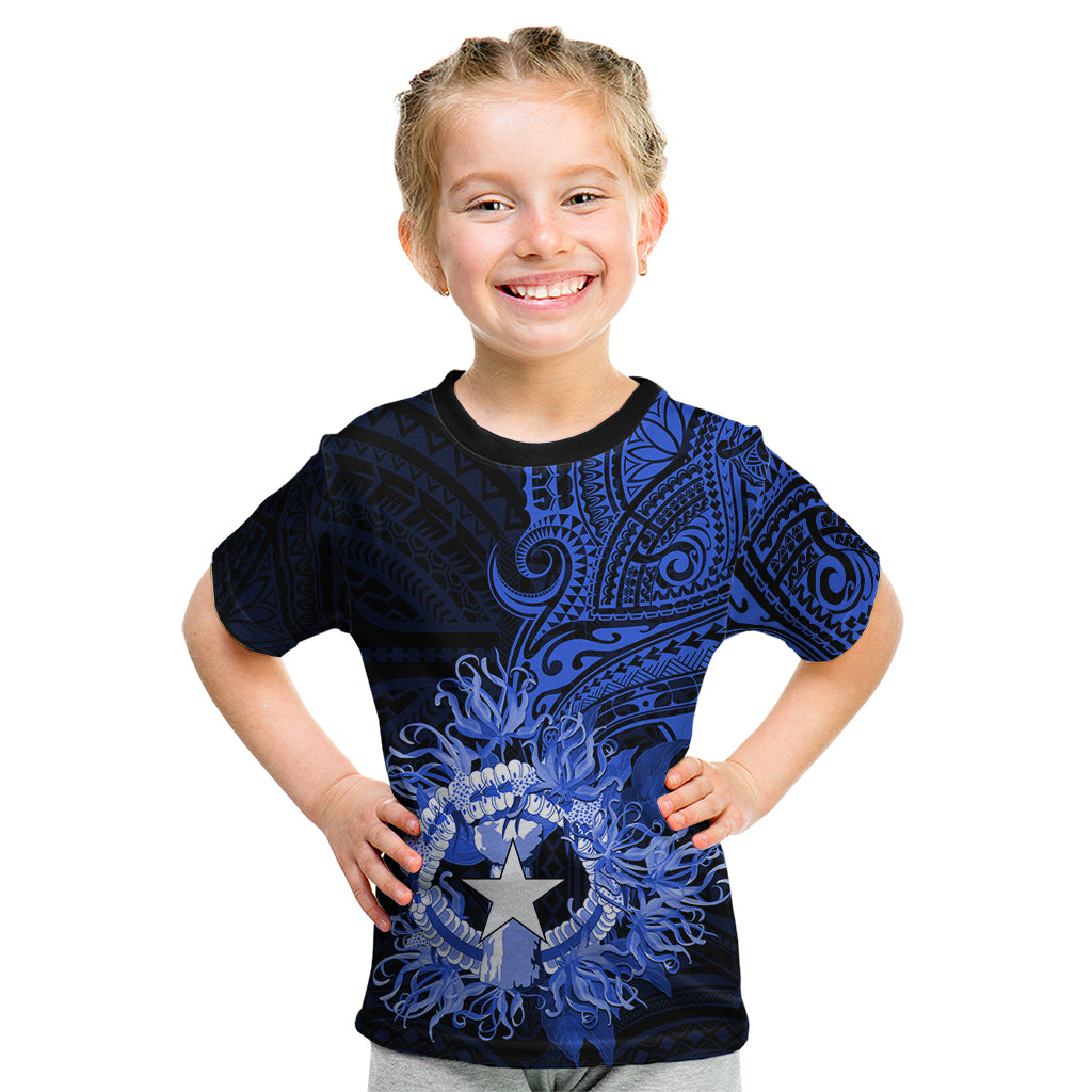 Northern Mariana Islands Ylang-ylang Mwarmwar Kid T Shirt Polynesian Blue Style LT9 Blue - Polynesian Pride