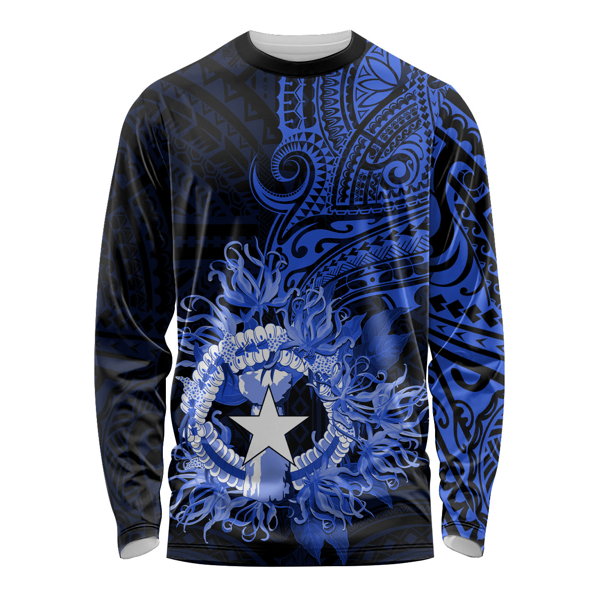 Northern Mariana Islands Ylang-ylang Mwarmwar Long Sleeve Shirt Polynesian Blue Style LT9 Unisex Blue - Polynesian Pride