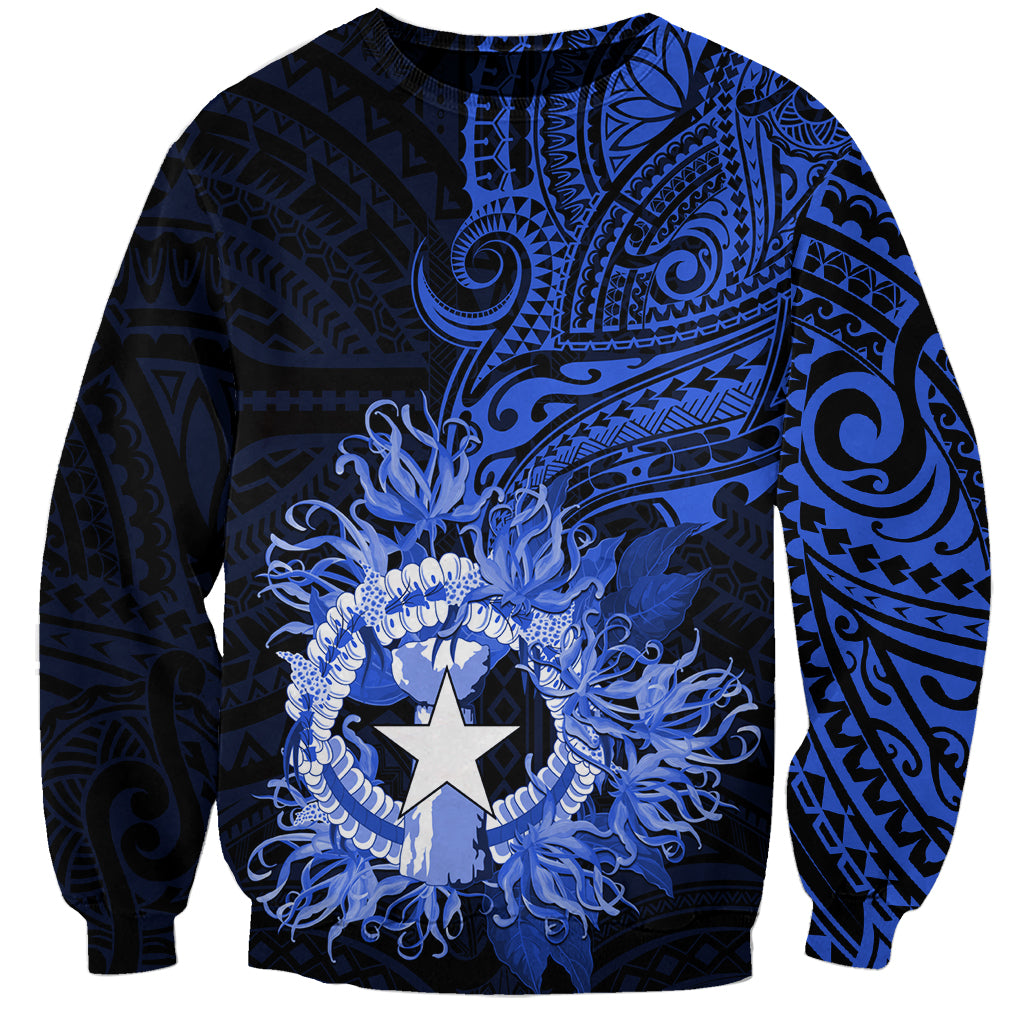 Northern Mariana Islands Ylang-ylang Mwarmwar Sweatshirt Polynesian Blue Style LT9 Unisex Blue - Polynesian Pride