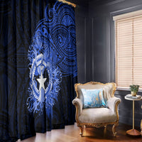 Northern Mariana Islands Ylang-ylang Mwarmwar Window Curtain Polynesian Blue Style
