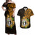 Northern Mariana Islands Ylang-ylang Mwarmwar Couples Matching Off Shoulder Maxi Dress and Hawaiian Shirt Polynesian Gold Style LT9 Gold - Polynesian Pride