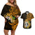 Northern Mariana Islands Ylang-ylang Mwarmwar Couples Matching Off Shoulder Short Dress and Hawaiian Shirt Polynesian Gold Style LT9 Gold - Polynesian Pride