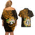 Northern Mariana Islands Ylang-ylang Mwarmwar Couples Matching Off Shoulder Short Dress and Hawaiian Shirt Polynesian Gold Style LT9 - Polynesian Pride