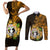 Northern Mariana Islands Ylang-ylang Mwarmwar Couples Matching Short Sleeve Bodycon Dress and Long Sleeve Button Shirt Polynesian Gold Style LT9 Gold - Polynesian Pride