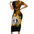 Northern Mariana Islands Ylang-ylang Mwarmwar Family Matching Short Sleeve Bodycon Dress and Hawaiian Shirt Polynesian Gold Style LT9 Mom's Dress Gold - Polynesian Pride