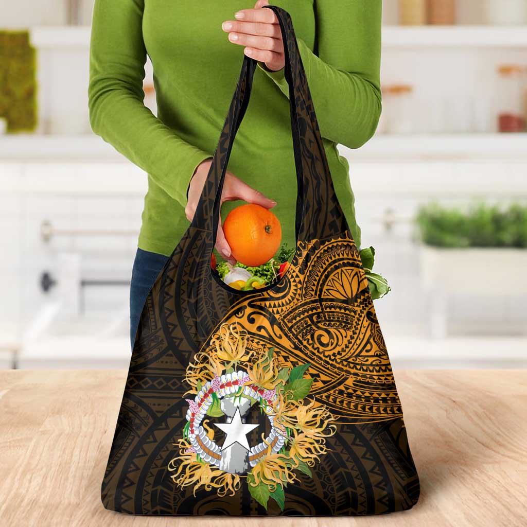 Northern Mariana Islands Ylang-ylang Mwarmwar Grocery Bag Polynesian Gold Style