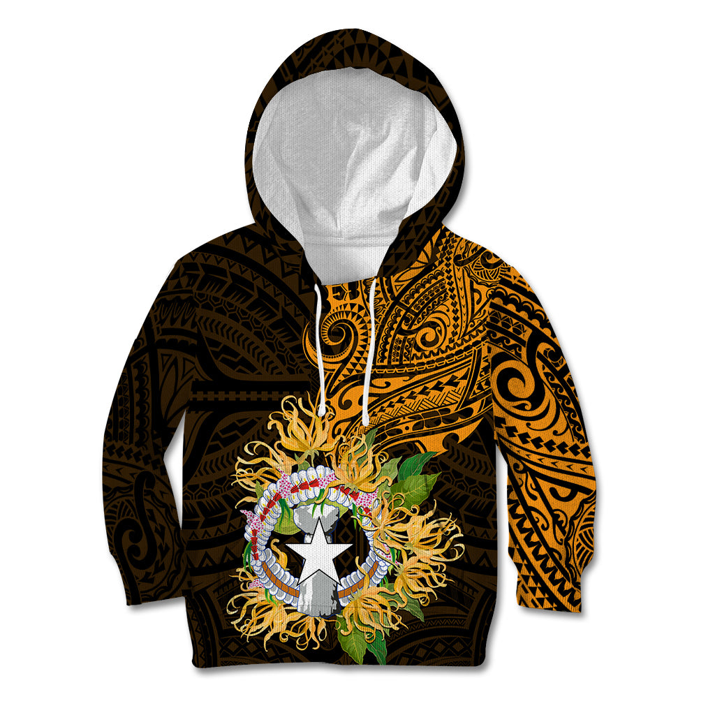 Northern Mariana Islands Ylang-ylang Mwarmwar Kid Hoodie Polynesian Gold Style LT9 Hoodie Gold - Polynesian Pride