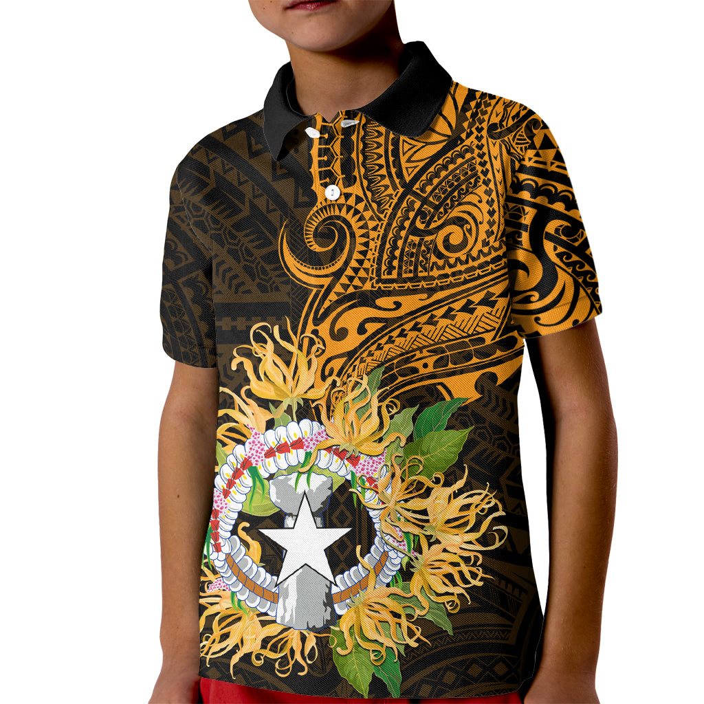 Northern Mariana Islands Ylang-ylang Mwarmwar Kid Polo Shirt Polynesian Gold Style LT9 Kid Gold - Polynesian Pride