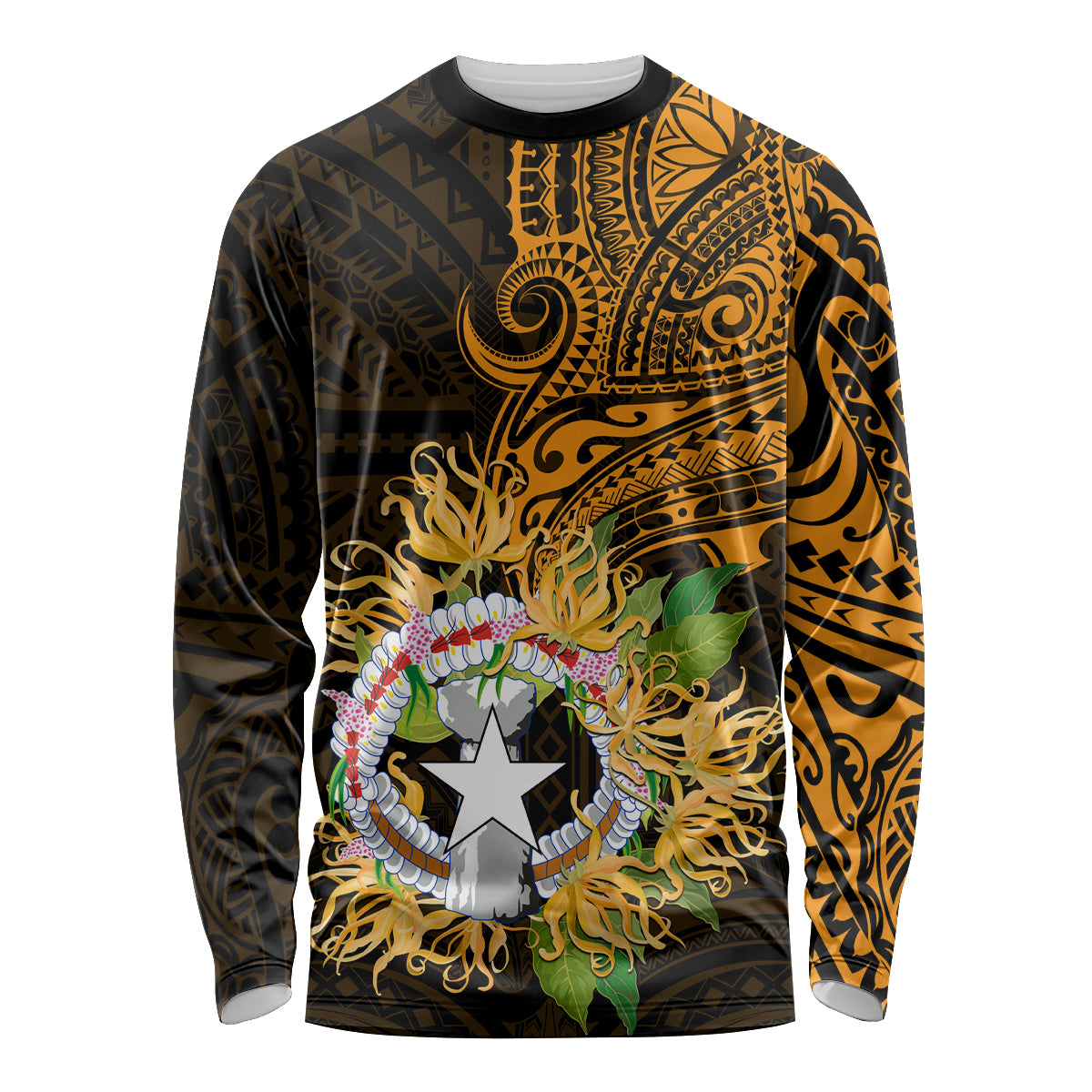 Northern Mariana Islands Ylang-ylang Mwarmwar Long Sleeve Shirt Polynesian Gold Style LT9 Unisex Gold - Polynesian Pride