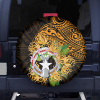 Northern Mariana Islands Ylang-ylang Mwarmwar Spare Tire Cover Polynesian Gold Style
