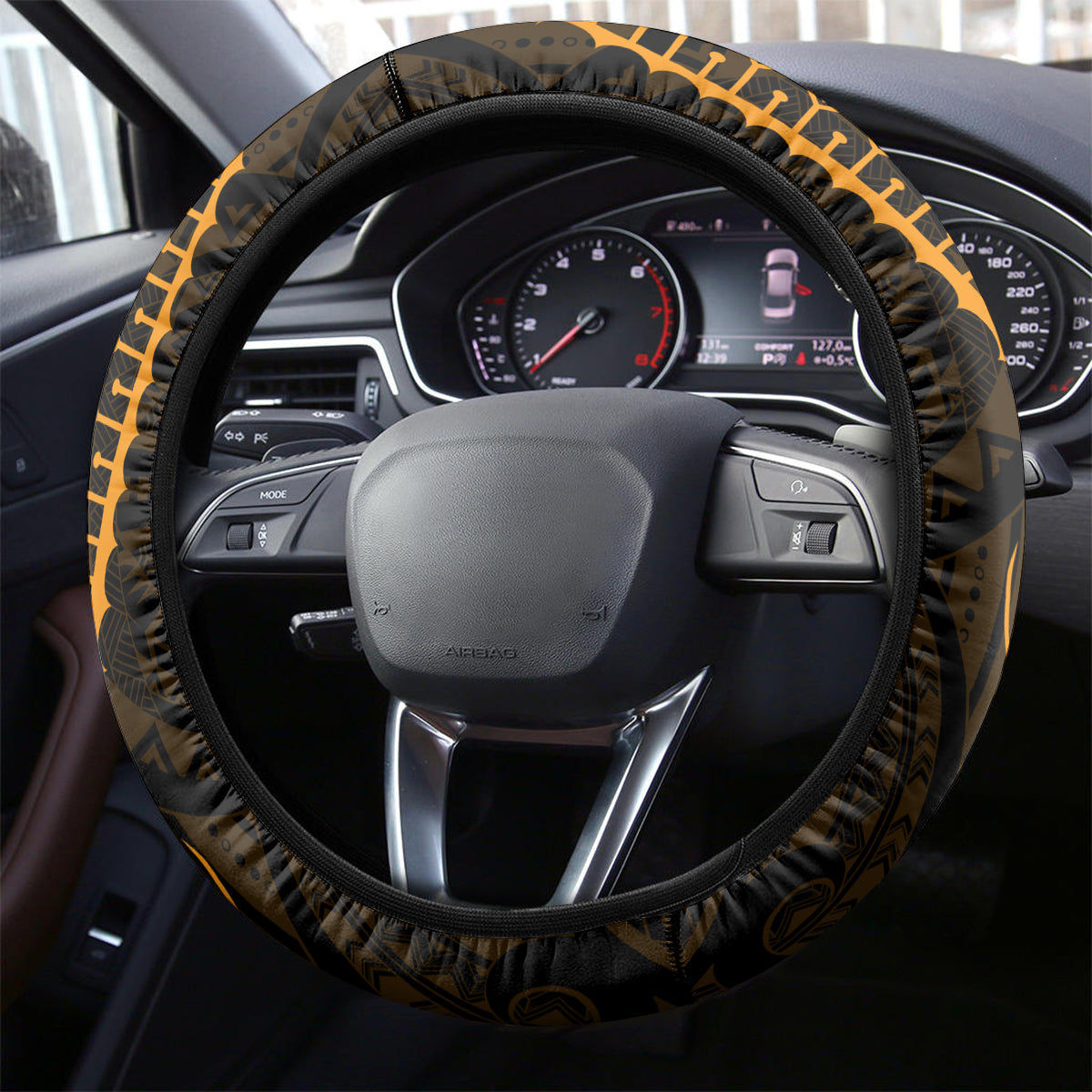 Northern Mariana Islands Ylang-ylang Mwarmwar Steering Wheel Cover Polynesian Gold Style