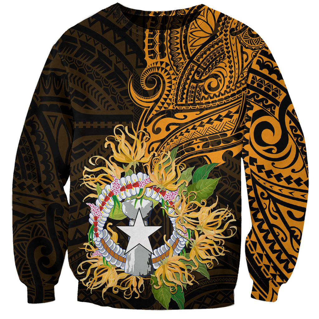 Northern Mariana Islands Ylang-ylang Mwarmwar Sweatshirt Polynesian Gold Style LT9 Unisex Gold - Polynesian Pride