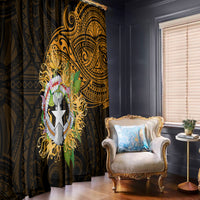 Northern Mariana Islands Ylang-ylang Mwarmwar Window Curtain Polynesian Gold Style