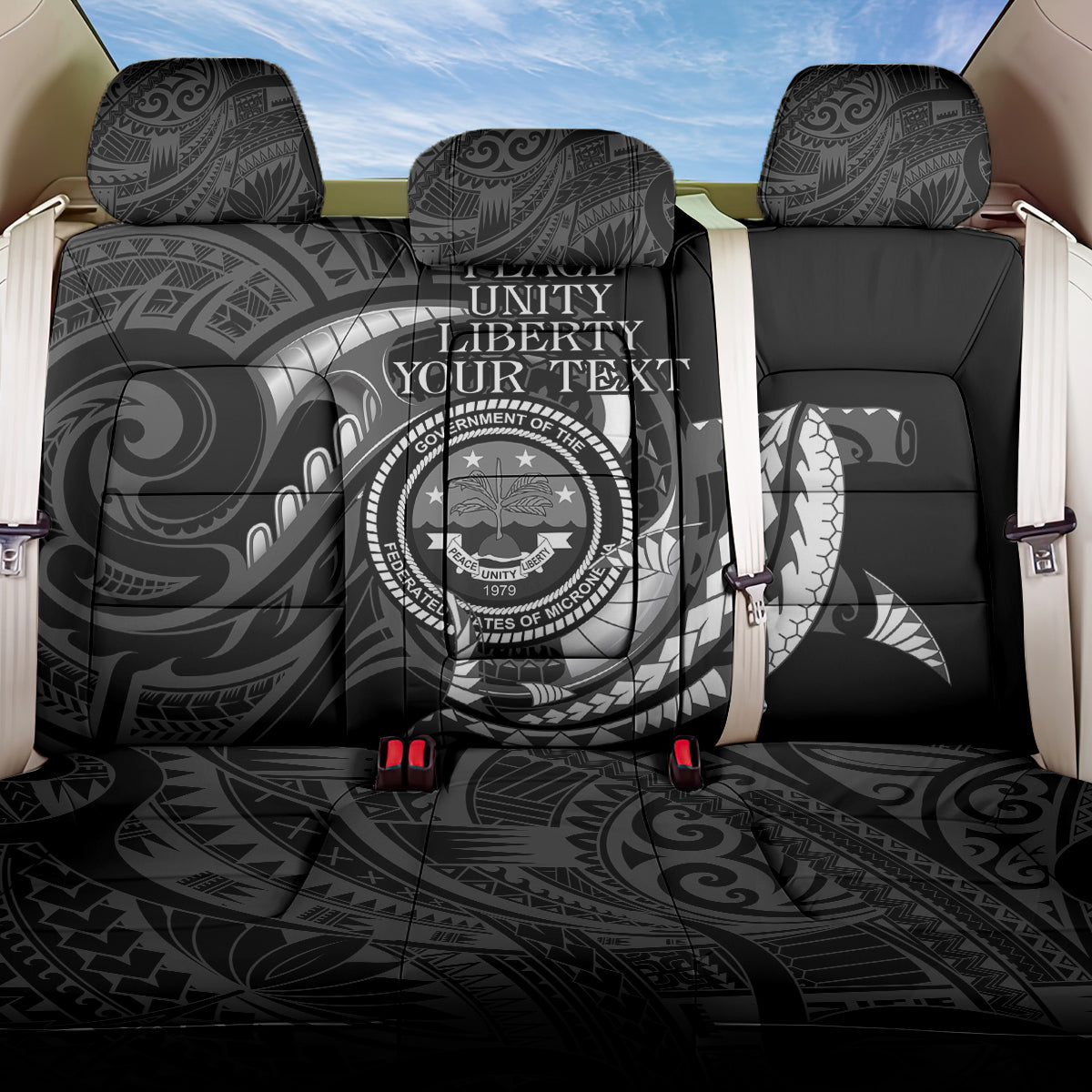Personalised FSM Culture Day Back Car Seat Cover Hammerhead Shark Tribal 2024 LT9
