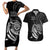 Personalised FSM Culture Day Couples Matching Short Sleeve Bodycon Dress and Hawaiian Shirt Hammerhead Shark Tribal 2024 LT9 Black - Polynesian Pride