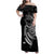 Personalised FSM Culture Day Family Matching Off Shoulder Maxi Dress and Hawaiian Shirt Hammerhead Shark Tribal 2024 LT9 Mom's Dress Black - Polynesian Pride