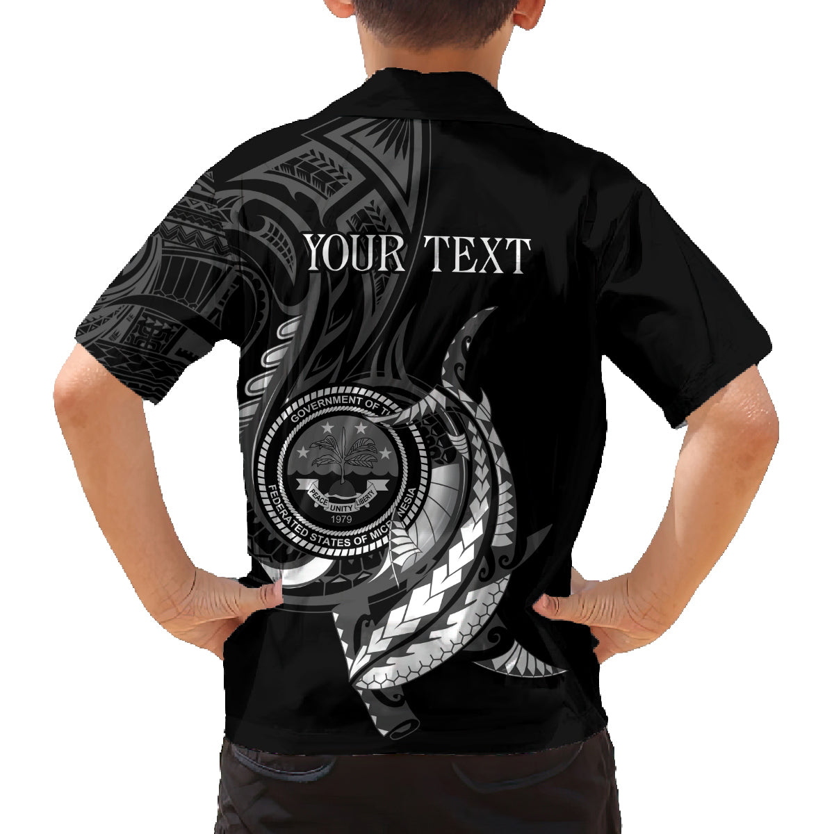Personalised FSM Culture Day Family Matching Off Shoulder Short Dress and Hawaiian Shirt Hammerhead Shark Tribal 2024 LT9 - Polynesian Pride