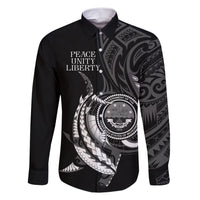 Personalised FSM Culture Day Family Matching Short Sleeve Bodycon Dress and Hawaiian Shirt Hammerhead Shark Tribal 2024 LT9 Dad's Shirt - Long Sleeve Black - Polynesian Pride