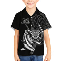 Personalised FSM Culture Day Family Matching Summer Maxi Dress and Hawaiian Shirt Hammerhead Shark Tribal 2024 LT9 Son's Shirt Black - Polynesian Pride
