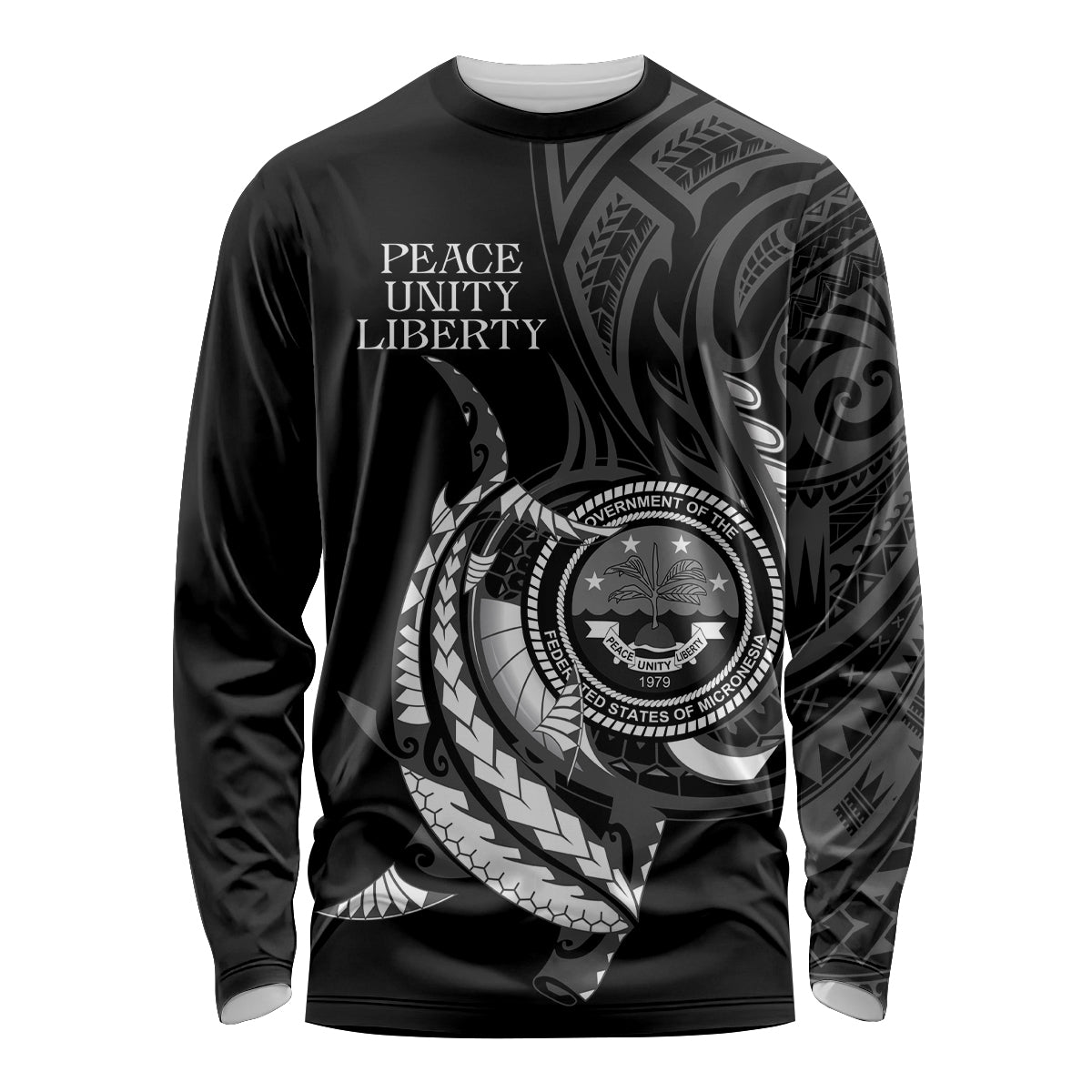 Personalised FSM Culture Day Long Sleeve Shirt Hammerhead Shark Tribal 2024 LT9 Unisex Black - Polynesian Pride