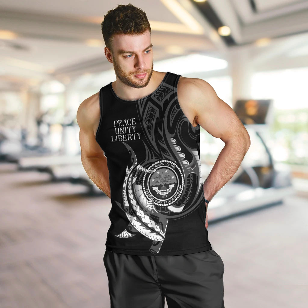 Personalised FSM Culture Day Men Tank Top Hammerhead Shark Tribal 2024 LT9 Black - Polynesian Pride