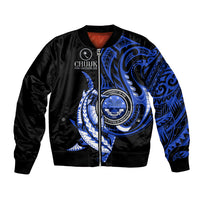 Personalised Chuuk FSM Culture Day Bomber Jacket Hammerhead Shark Tattoo 2024 LT9 Unisex Blue - Polynesian Pride