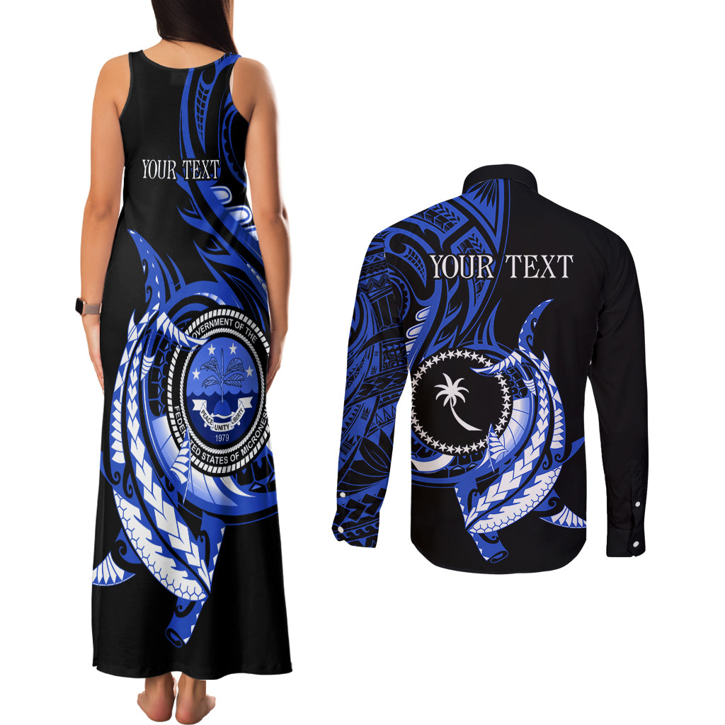 Personalised Chuuk FSM Culture Day Couples Matching Tank Maxi Dress and Long Sleeve Button Shirt Hammerhead Shark Tattoo 2024 LT9 - Polynesian Pride