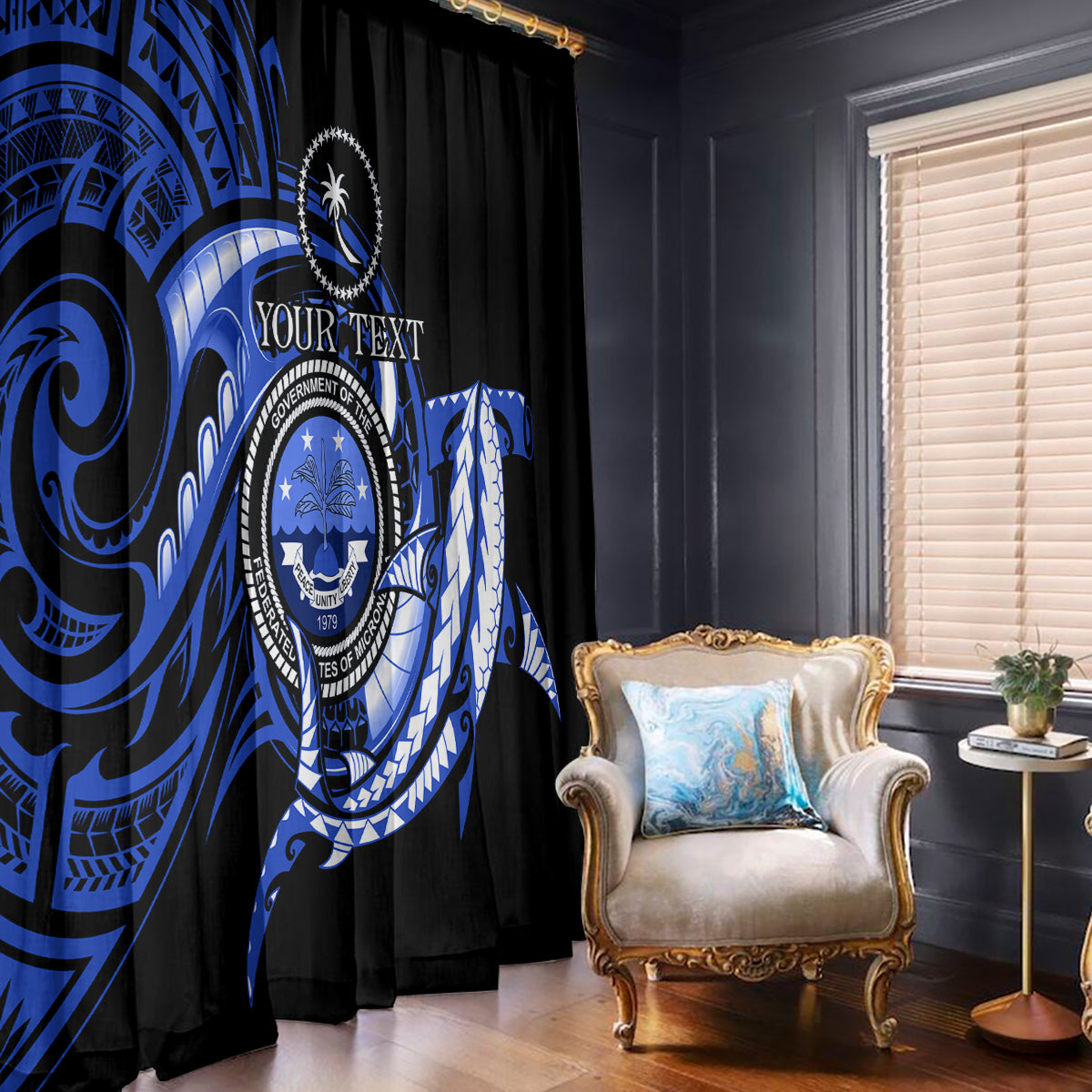 Personalised Chuuk FSM Culture Day Window Curtain Hammerhead Shark Tattoo 2024